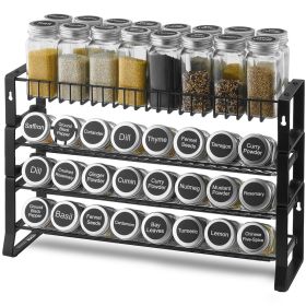 Detachable Spice Rack Organizer for Cabinet, 4 Tie Stackable Seasoning Organizer, Spice Jars Kitchen Storage for Countertop Kitchen Pantry Cupboard