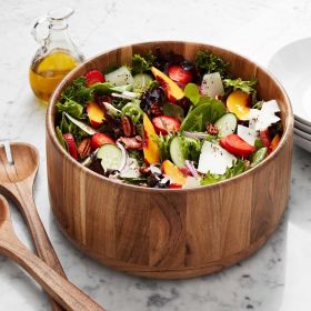 Acacia Wood Salad Bowl with Servers