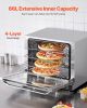 Commercial Countertop Oven, 66L 4-Tier Toaster Oven, 2800W Electric Baking Oven with Tempered Glass Door, Wire Racks Clip Tray Gloves