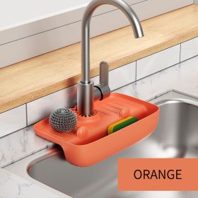 1pc Splash Guard For Sink Faucet; 10.63"x5.51"; Faucet Drain Rack; Super Absorbent Fast Drying Mat Sink Gadgets; Drip Catcher For Kitchen; Drain (Color: orange)